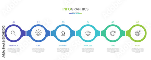 Vector infographic label template with icons. 6 options or steps. Infographics for business concept. Can be used for info graphics, flow charts, presentations, web sites, banners, printed materials.