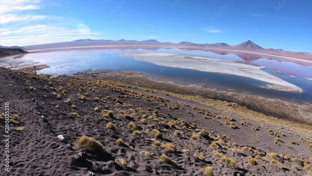 Salty lake Laguna Colorada in Bolivia. Right to left panorama Salty lake Laguna Colorada in Bolivia. Right to left panorama
