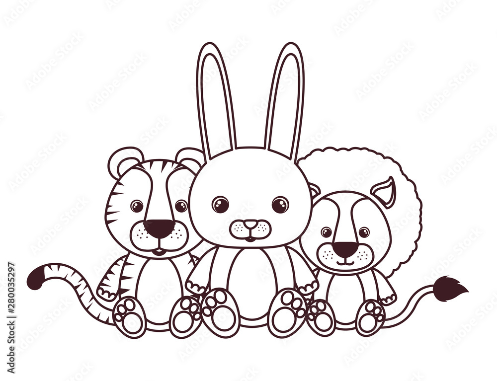 silhouette of cute animals for baby card on white background silhouette of cute animals for baby card on white background