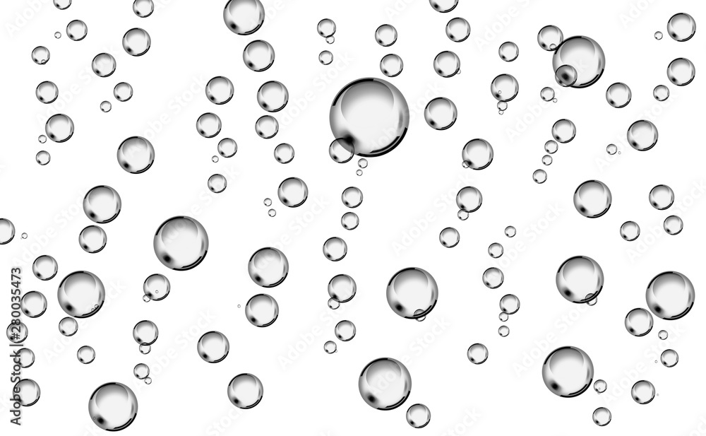 Cluster of black lined bubbles isolated on white background.
