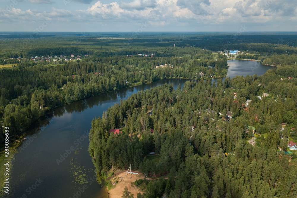 River in the forest aerial