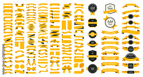 Beautiful Ribbons, Tags and Bows Collection Set Vector Design Eps 10	