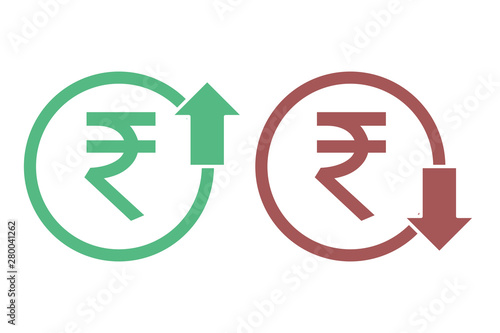 Free Download Indian Rupee sign with arrow pointing upward and downward. - GFXLoad