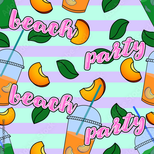 vector fruit cocktails beach party seamless pattern