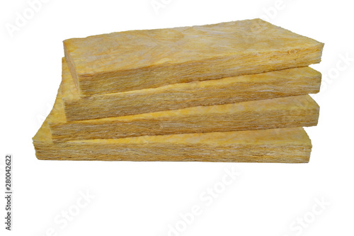 Mineral wool, glasswool and rockwool pile of panels long side  photo