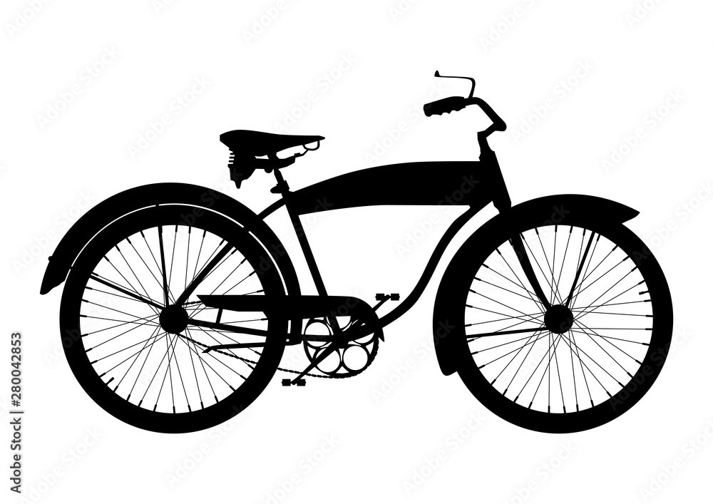 Fototapeta premium Bike icon. Side view of classic bike on a white background. Flat vector.