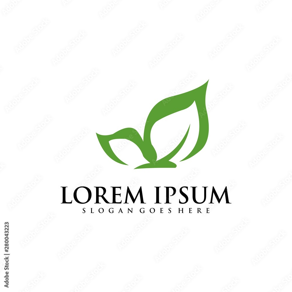 green leaf icons logo design illustration