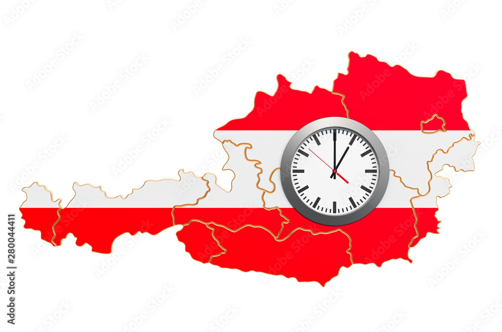 Time Zones in Austria concept. 3D rendering Stock Illustration Adobe
