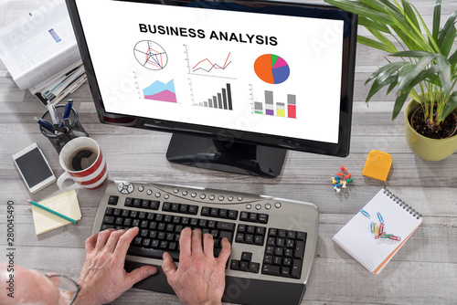 Business analysis concept on a computer
