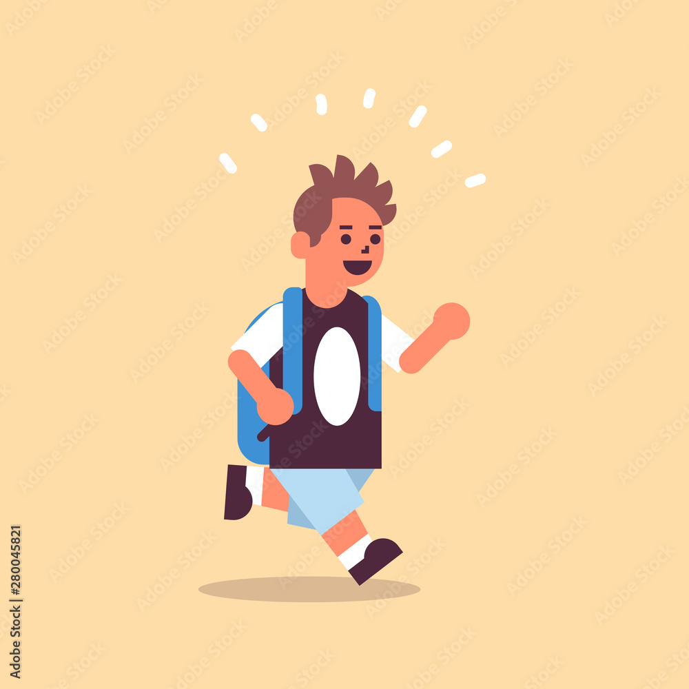 schoolboy with backpack running back to school education concept male pupil having fun flat full length schoolboy with backpack running back to school education concept male pupil having fun flat full length