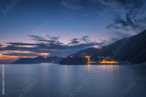 Nature sea landscape at Cinque Terre, Liguria seascape, Italy in the dusk © Ivan Kurmyshov