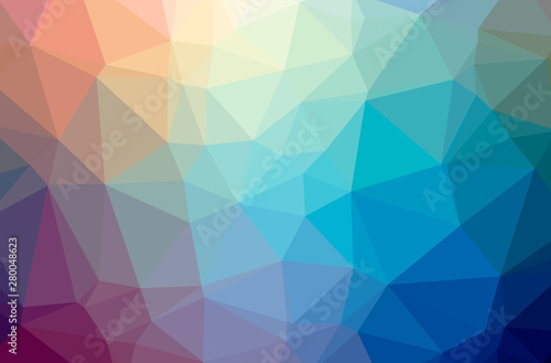 Illustration of abstract Blue, Red, Green And Yellow horizontal low poly background. Beautiful polygon design pattern.