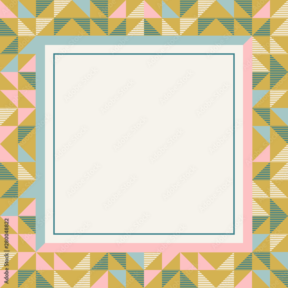 Square frame in retro colors, abstract geometric background pattern Square frame in retro colors, abstract geometric background pattern