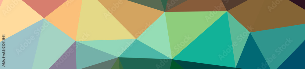 Illustration of abstract Green, Orange, Yellow banner low poly background. Beautiful polygon design pattern.