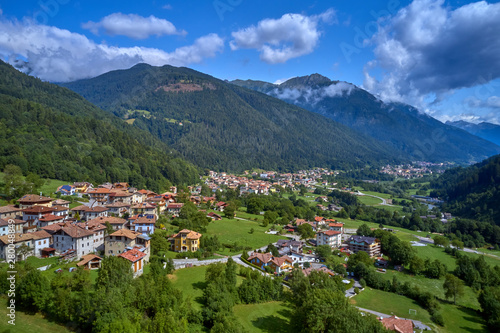 Aerial photography with drone. Panoramic view of the Alps north of Italy. © Berg