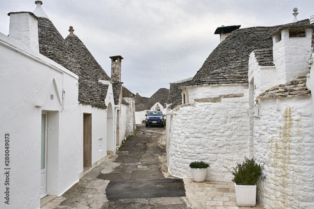 Medieval trulli houses in Alberobello town in Italy