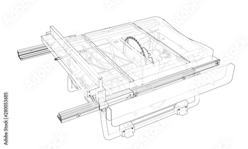 Outline table saw for woodwork vector photo