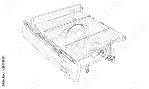 Outline table saw for woodwork vector