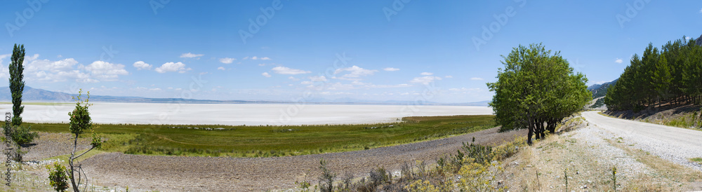 Turkey, the salt expanse of Acigol Lake (the Bitter Lake), endorheic basin 60 km east of Denizli, in the inner Aegean Region, famous for its sodium sulfate reserves extensively used in the industry Turkey, the salt expanse of Acigol Lake (the Bitter Lake), endorheic basin 60 km east of Denizli, in the inner Aegean Region, famous for its sodium sulfate reserves extensively used in the industry
