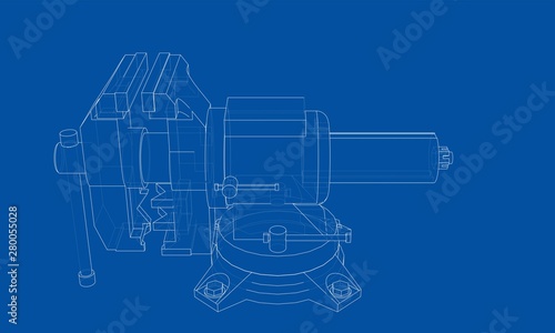 Outline vise vector. Wire-frame style