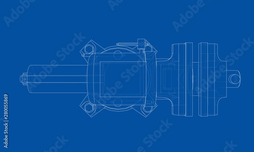 Outline vise vector. Wire-frame style