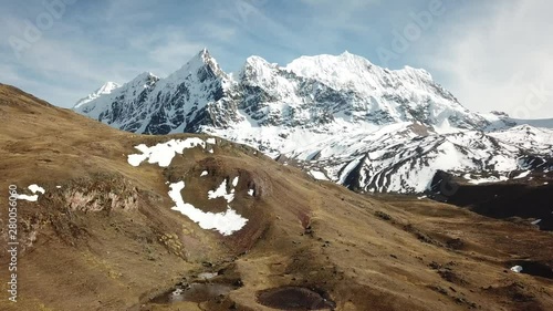 Aerial view of glaciers in the andes cordillera