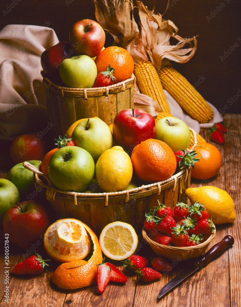 Healthy Food. Assorted Fresh Fruits.