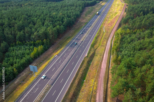 Aerial view of the highway in Poland