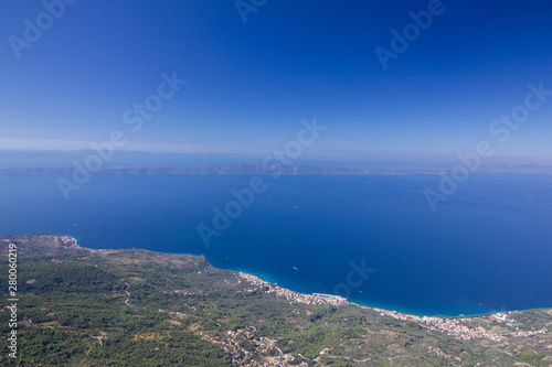 Fototapeta Naklejka Na Ścianę i Meble -  Mountain view, Croatia, Dalmatia, Makarska resort sea panoramic landscape
