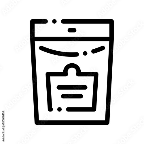 Bio Supplements Package Vector Thin Line Icon. Balancers Muscle Sportsman Nutrition Package With Label Linear Pictogram. Dietary Protein Ingredient, Bar Bodybuilding Contour Illustration