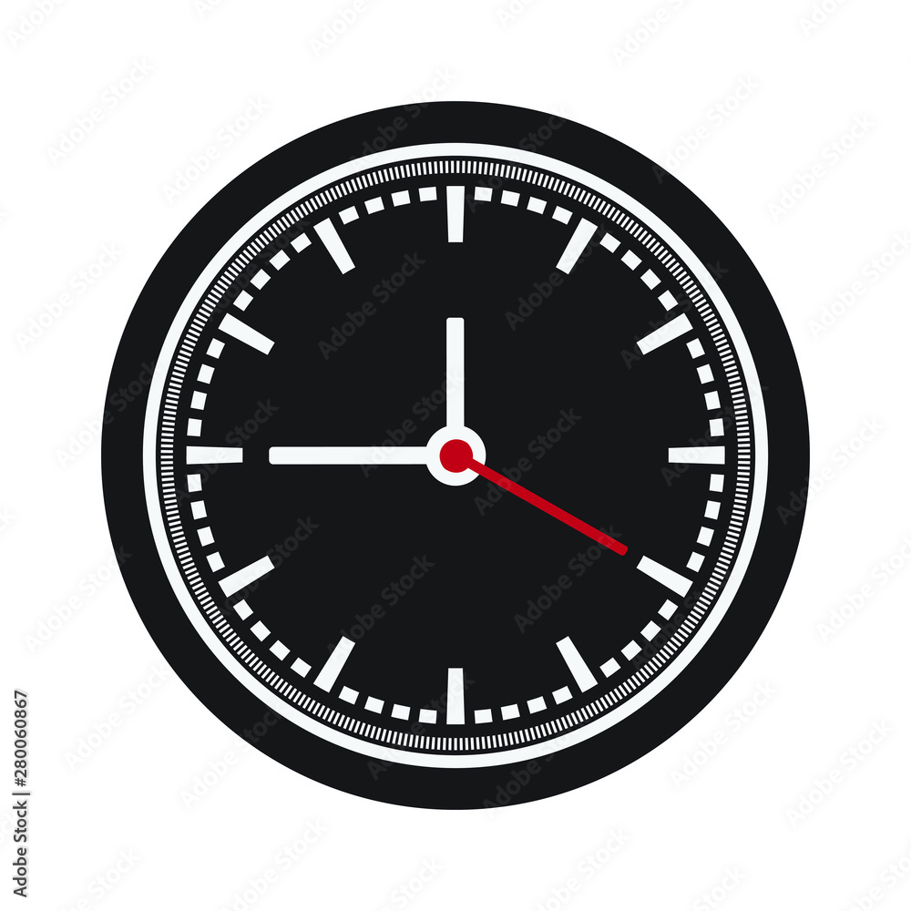 Clock sign icon in flat style. Time management vector illustration on white isolated background. Timer business concept. Clock sign icon in flat style. Time management vector illustration on white isolated background. Timer business concept.