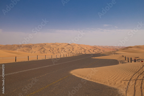 UAE. Desert landscape, road