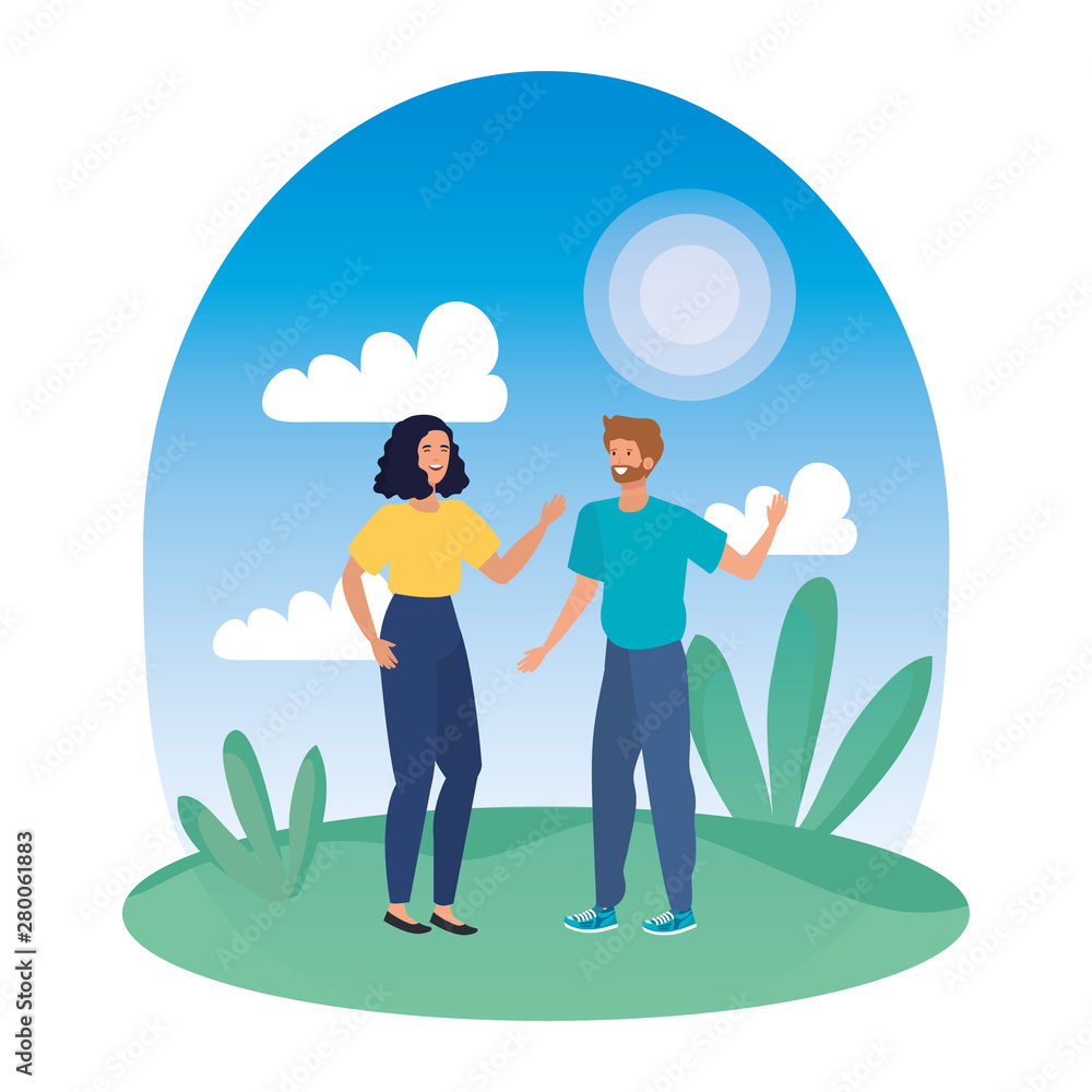 young lovers couple in the landscape young lovers couple in the landscape