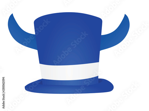 Blue hat with horns. vector illustration