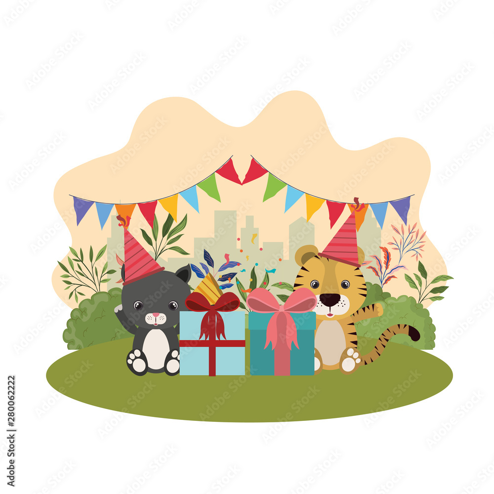 card of celebration with animals card of celebration with animals