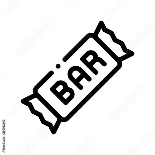 Package Bar Energy Food Vector Thin Line Icon. Energy Vitamin Health Sportsman Snack In Pack Linear Pictogram. Dietary Protein Ingredient, Iso, Bodybuilding Contour Illustration