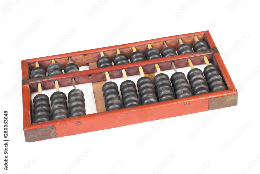 Old wooden abacus object on white background. Old wooden abacus object on white background.