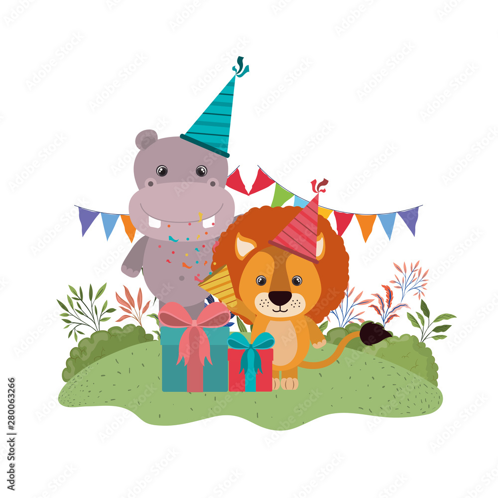 Fototapeta premium card of celebration with animals