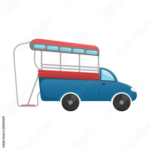 Vector tuk tuk. A flat cartoon illustration of Asian public transport.