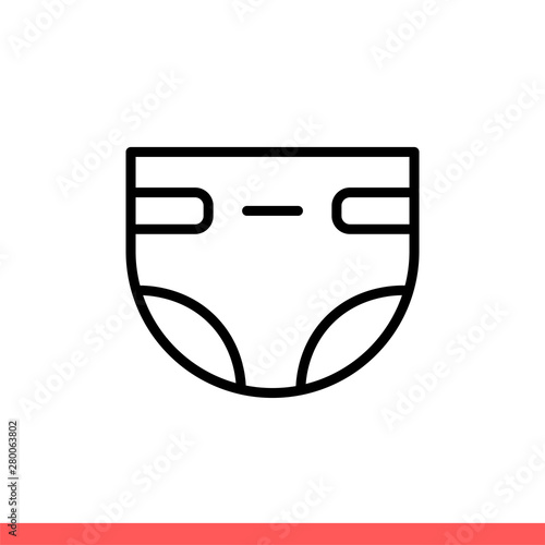 Baby diaper icon, disposable baby symbol. Simple, flat design isolated on white background for web or mobile app