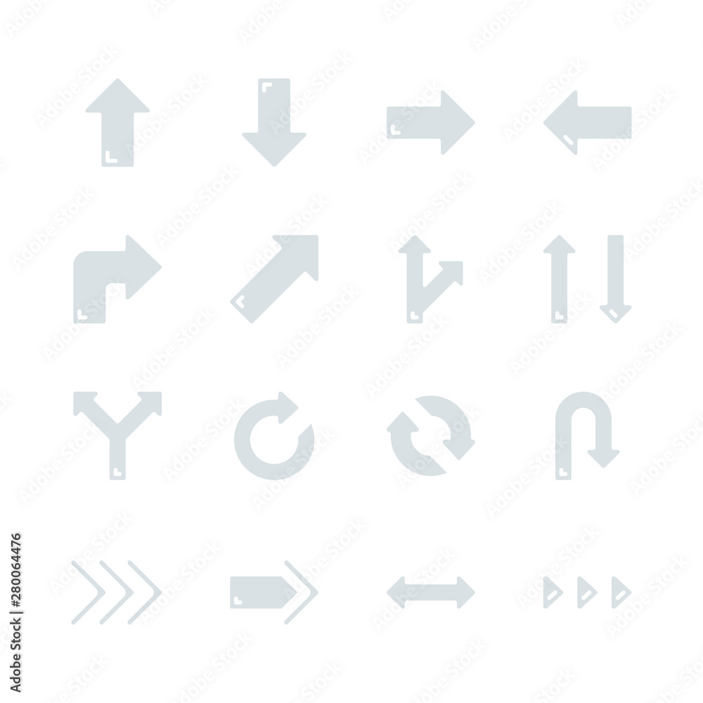 Arrows in flat icon set design.Vector illustration Arrows in flat icon set design.Vector illustration