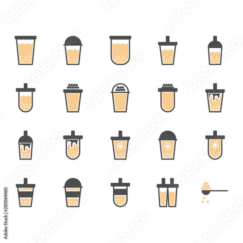 Bubble milk tea in glyph icon set.Vector illustration