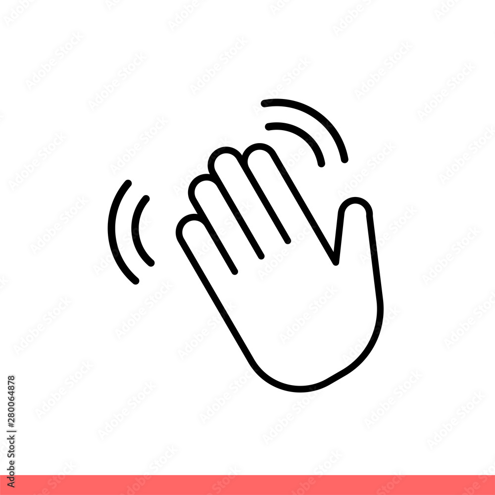 Hand wave icon, bye symbol. Simple, flat design isolated on white background for web or mobile app Hand wave icon, bye symbol. Simple, flat design isolated on white background for web or mobile app