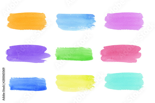 abstract Watercolor neon strokes isolated on white background.