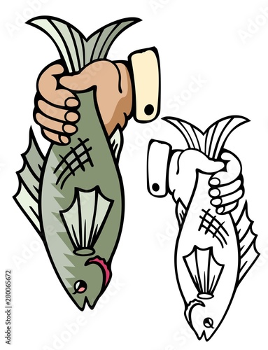 hand holding a whole fish 