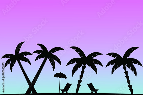 Tropical palm trees silhouette. Summer minimal background