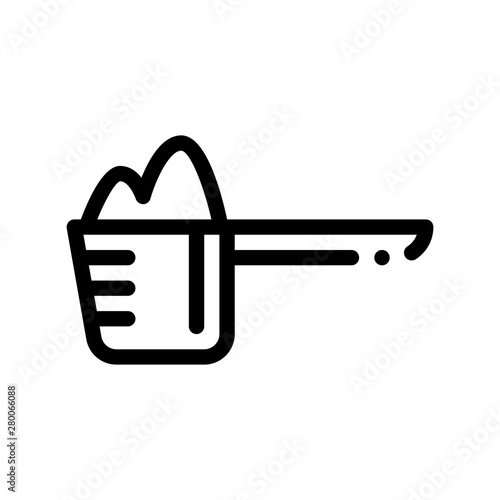 Scoop Of Whey Protein Sport Vector Thin Line Icon. Creatine Powder Sport Nutrition for Sportsman Linear Pictogram. Dietary Ingredient, Bar for Bodybuilding Contour Illustration