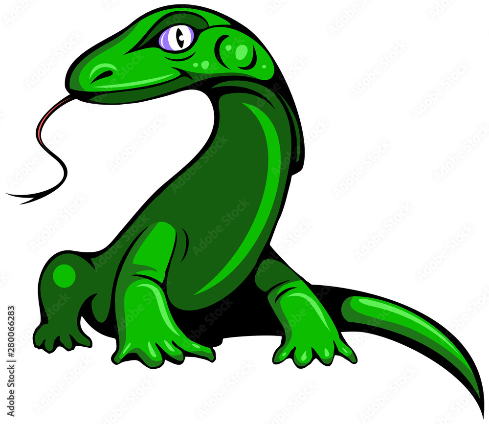 Obraz premium Cartoon style lizard, vector logo design element.