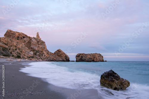 Sunset on the beach of La Rijana, Costa Tropical (Granada) Spain