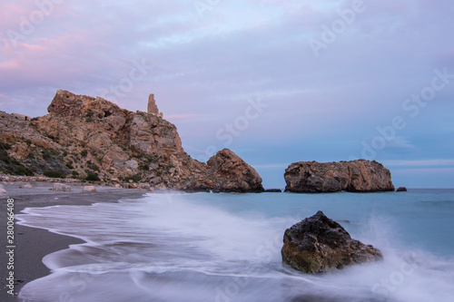 Sunset on the beach of La Rijana, Costa Tropical (Granada) Spain